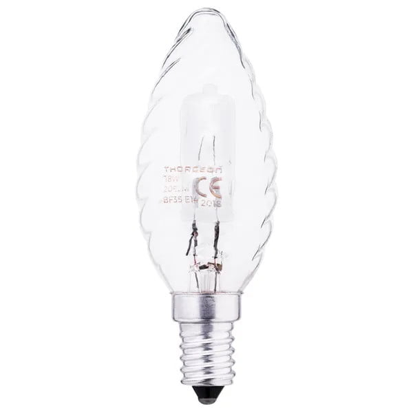 Halogen Lamp 18W E14 BF35 240V Candle Twisted Clear THORGEON