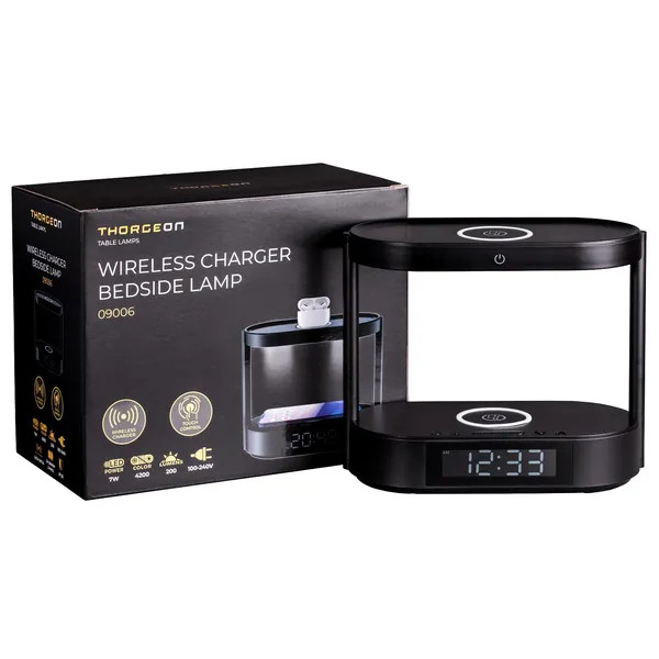 Tischlampe LED 7W Nachttisch Kabelloses Ladegerät THORGEON