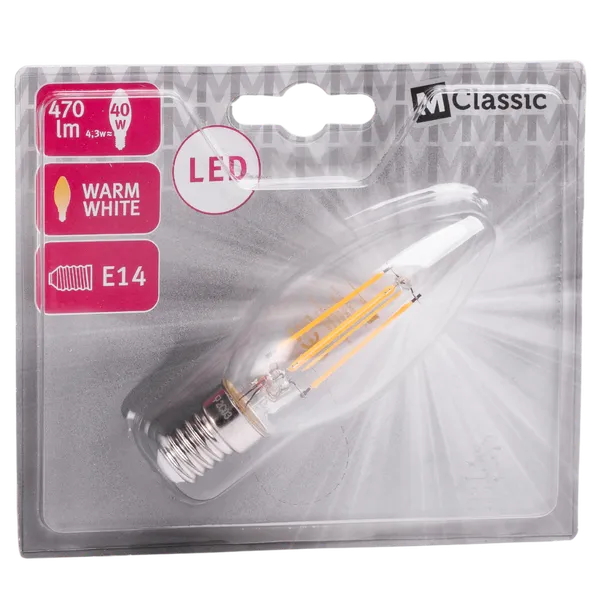 LED Bulb Filament E14 4.3W B35 2700K 470lm CL