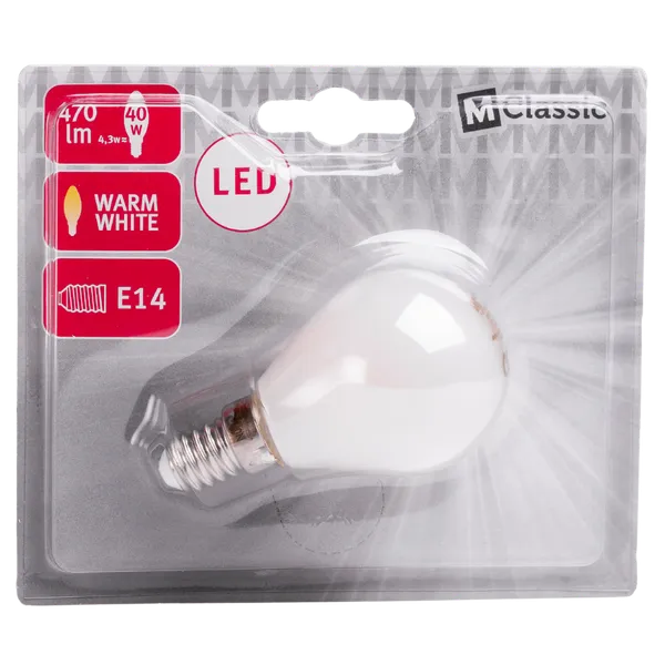 LED Bulb Filament E14 4.3W P45 2700K 470lm FR