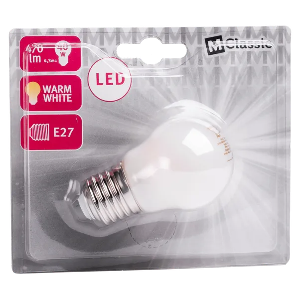 LED Bulb Filament E27 4.3W P45 2700K 470lm FR